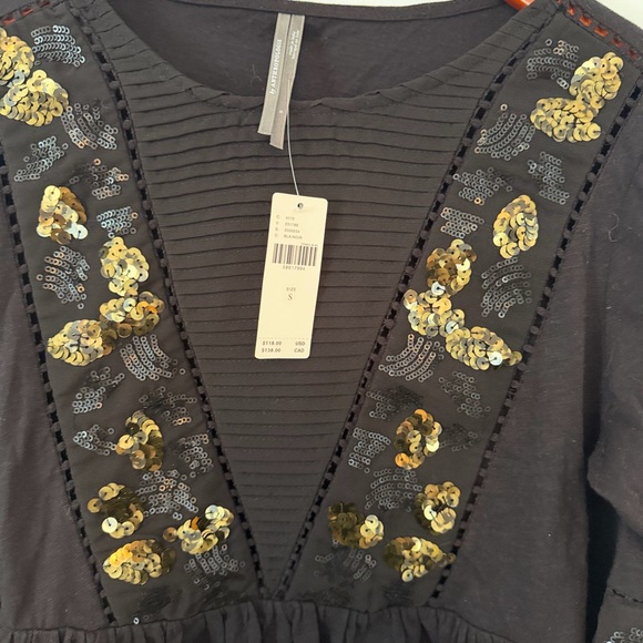 Anthropologie Neale Sequined Peplum Top - Picture 4 of 5